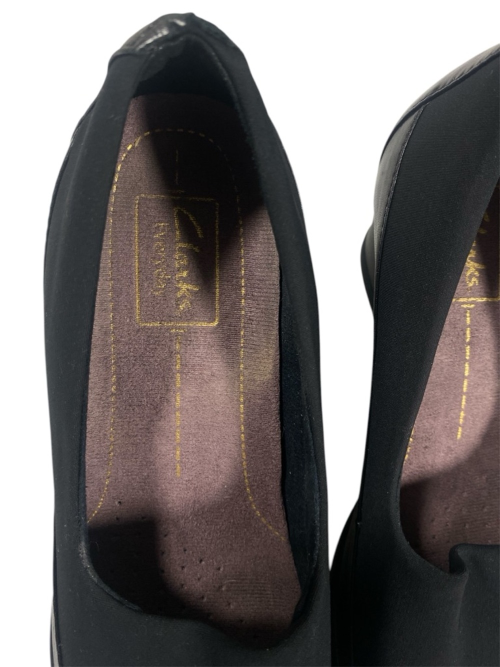 Clarks Artisan Black Wedge Pumps Leather Comfort Work Shoes Slip On Size 8.5 - Picture 3 of 6